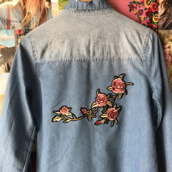 Chambray Embroidered Button-Down - Picture 3 of 5